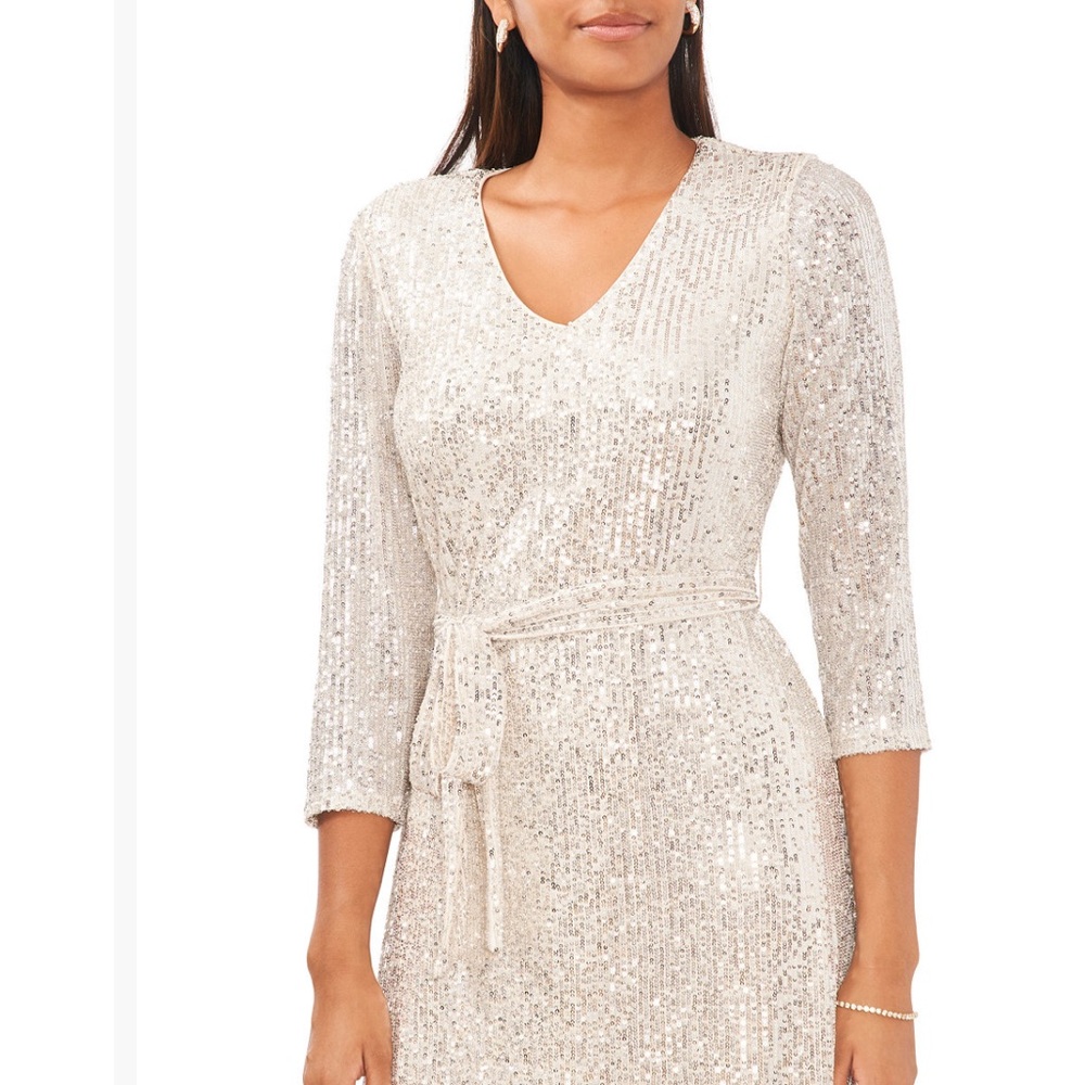 MSK Silver Sequin Wedding Dress